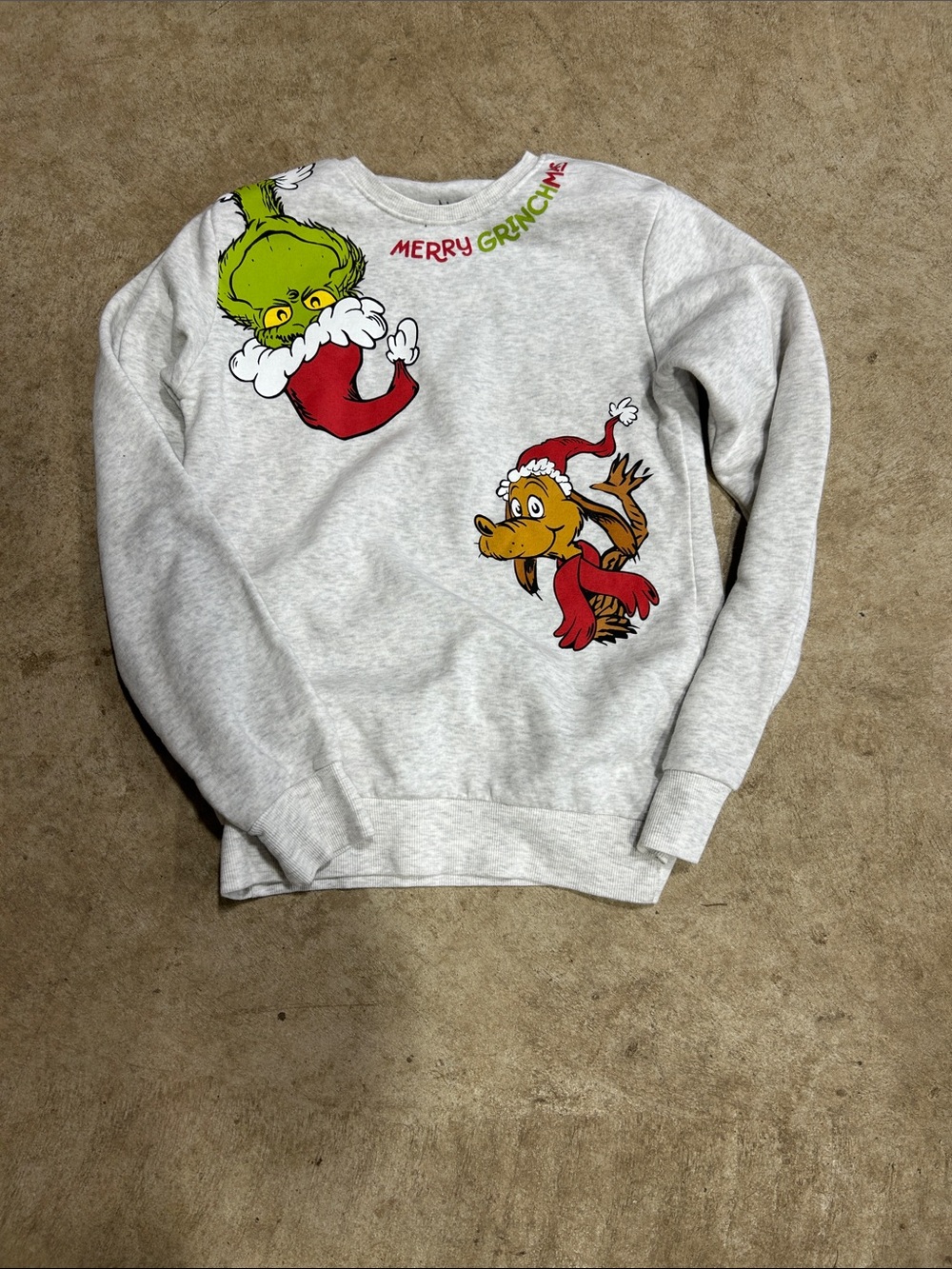 Light Gray Grinch Graphic Crewneck Sweater